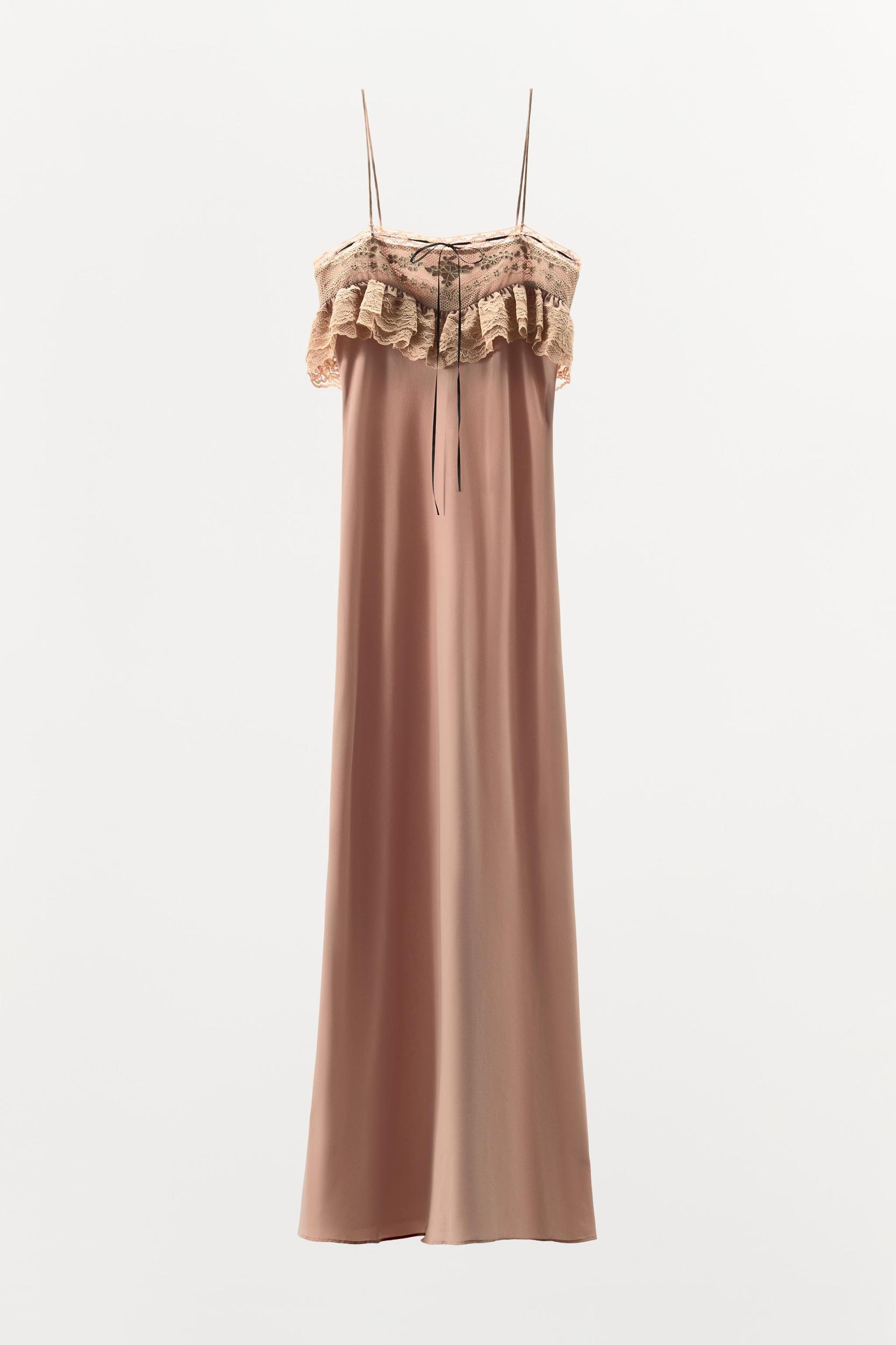 EMBROIDERED DRESS WITH CONTRAST BOW Product Image