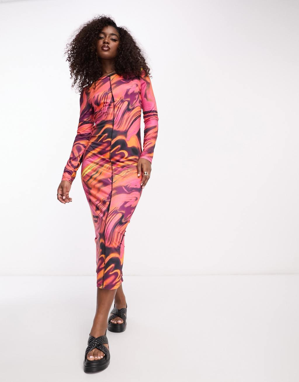 Vero Moda abstract printed midi dress Product Image