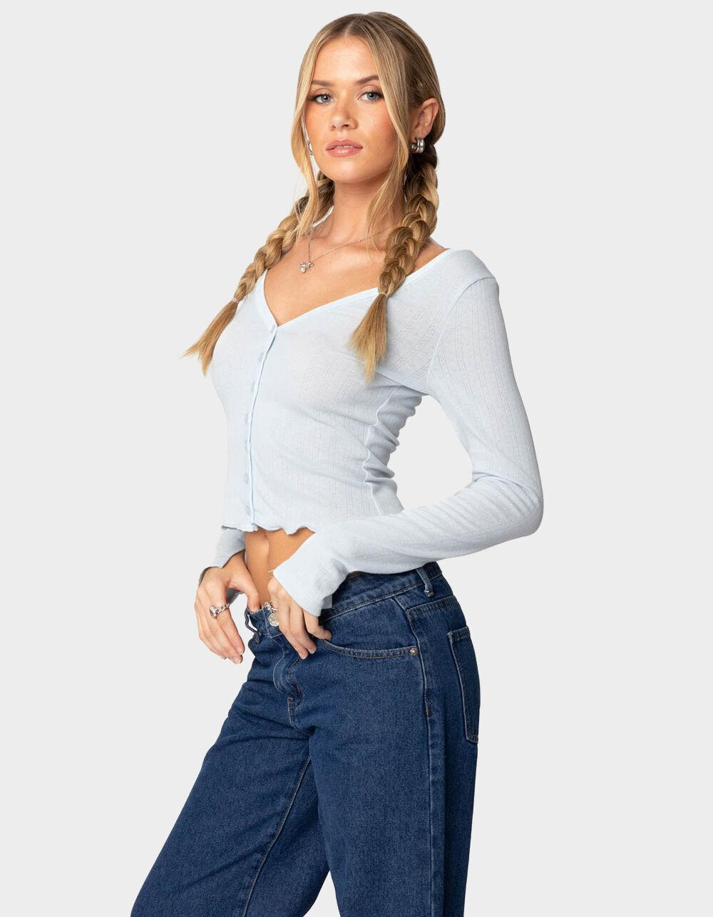 EDIKTED Ollie Button Front Pointelle Top Product Image
