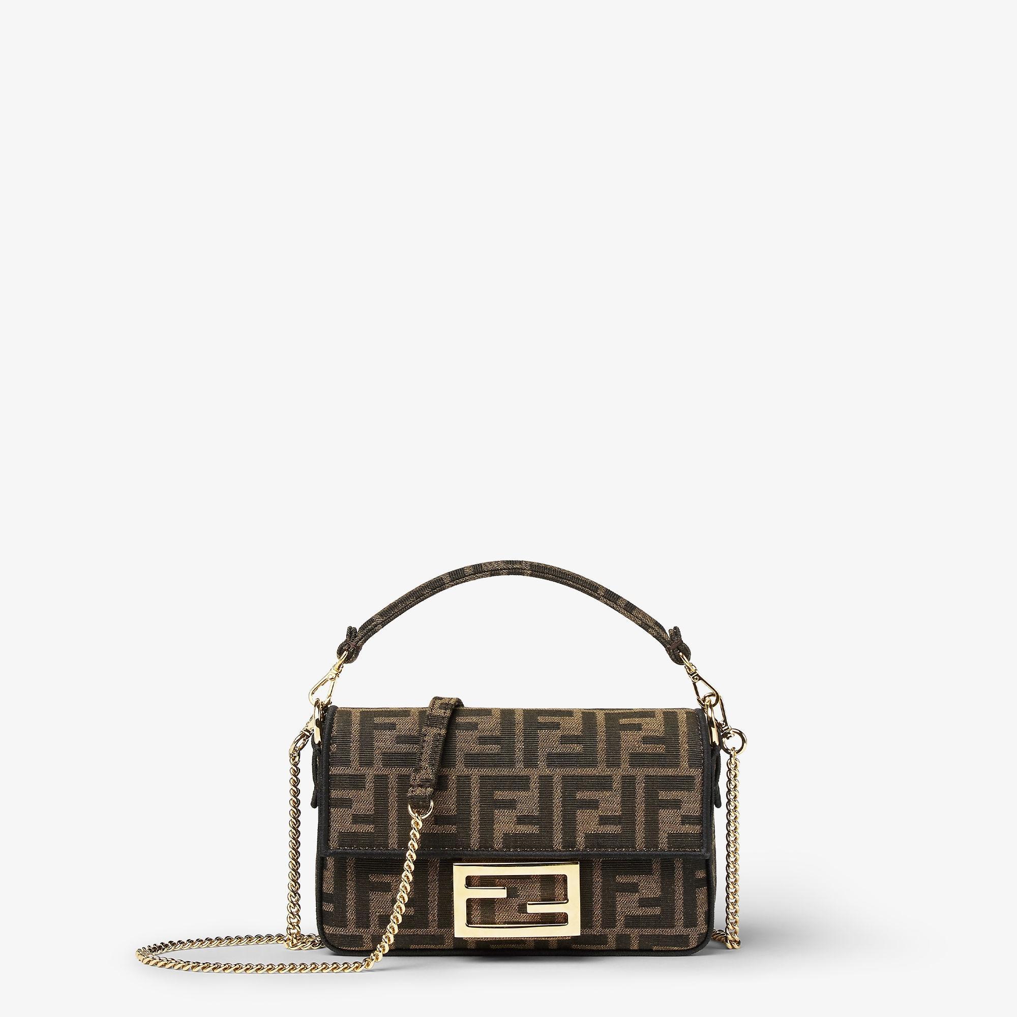 Baguette MiniBrown FF jacquard fabric bag Product Image