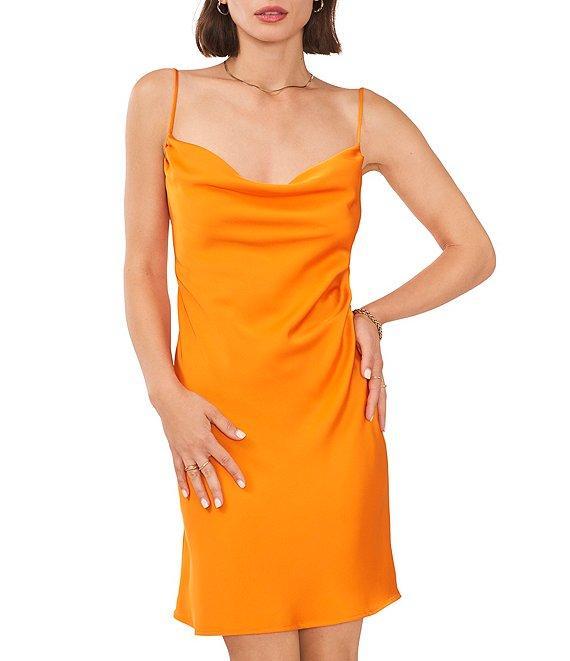1. STATE Sleeveless Satin Tie Back Cowl Neck Slip Dress Product Image