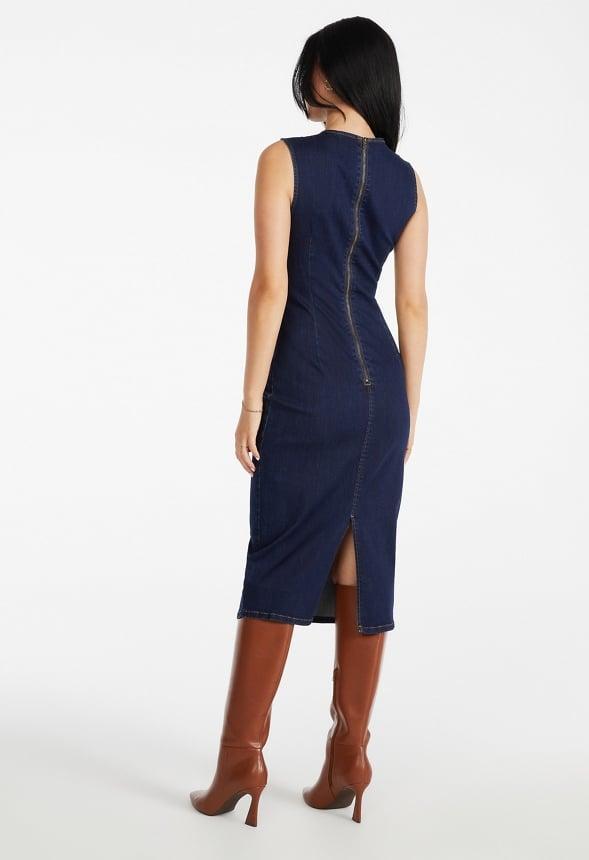 Bodycon Midi Denim Dress Product Image