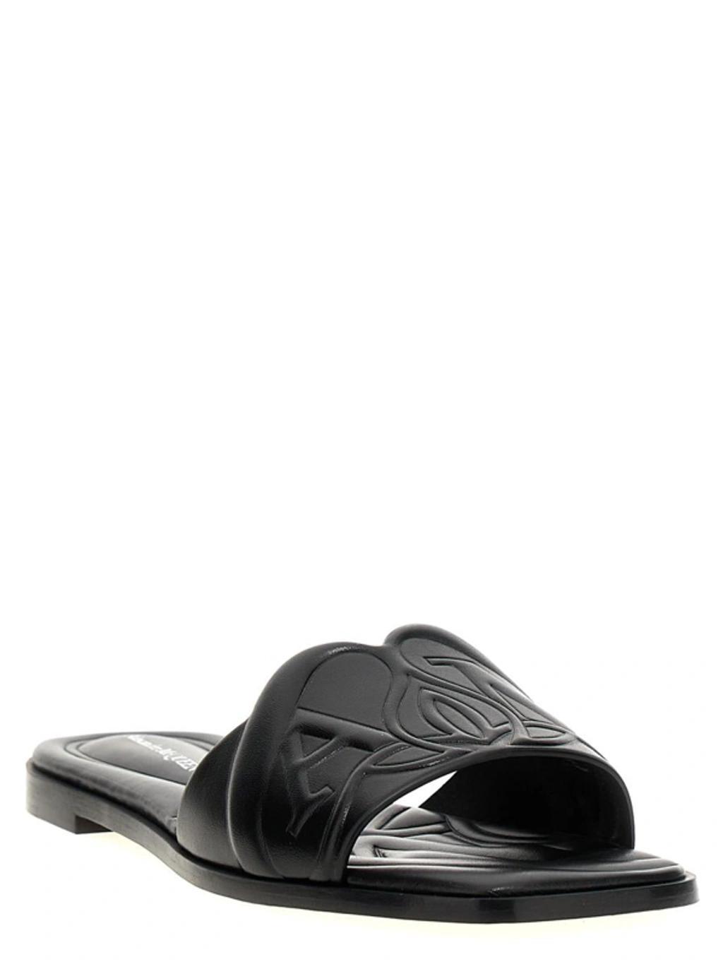 ALEXANDER MCQUEEN Seal Slide Sandal In Black Product Image