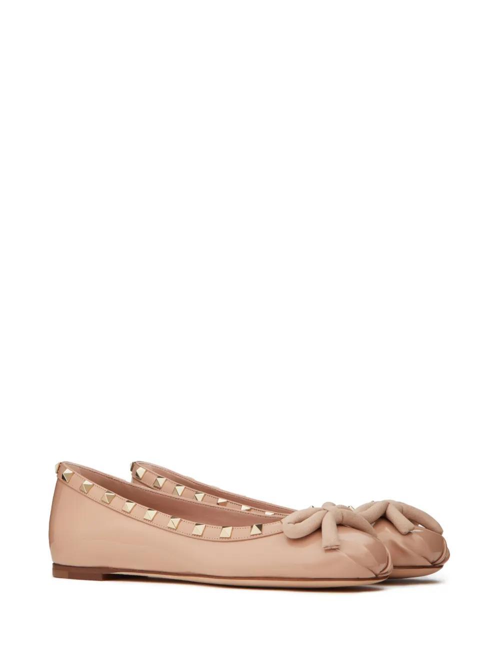 VALENTINO GARAVANI Rockstud Patent Leather Ballerina Woman Rose Cannelle 42 Product Image