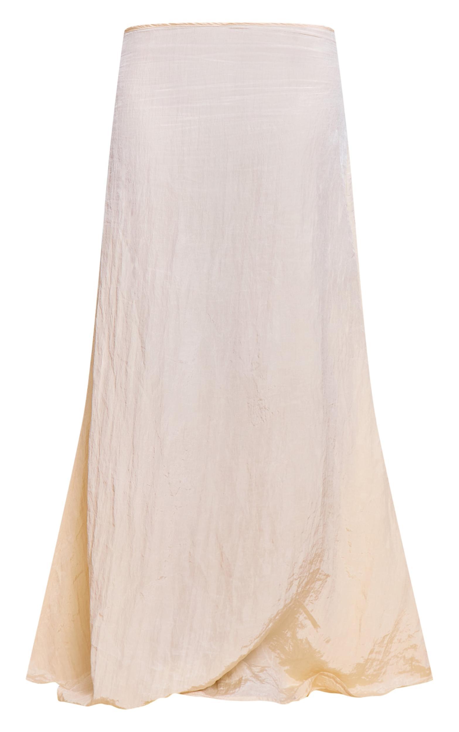  Butter Yellow Textured Woven Floaty Maxi Skirt Product Image