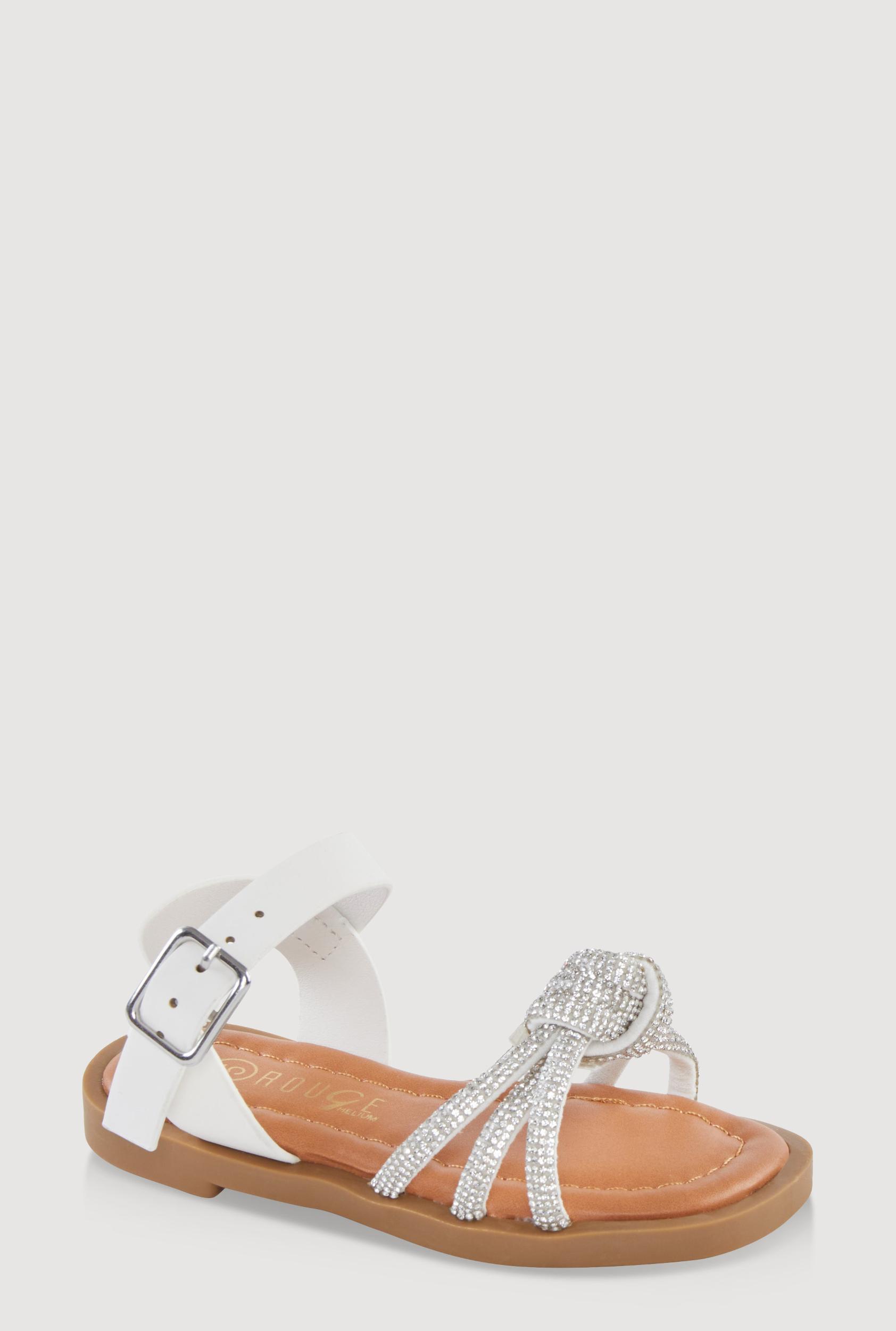 Womens Toddler Girls Rhinestone Studded Knot Band Ankle Strap Sandals Product Image