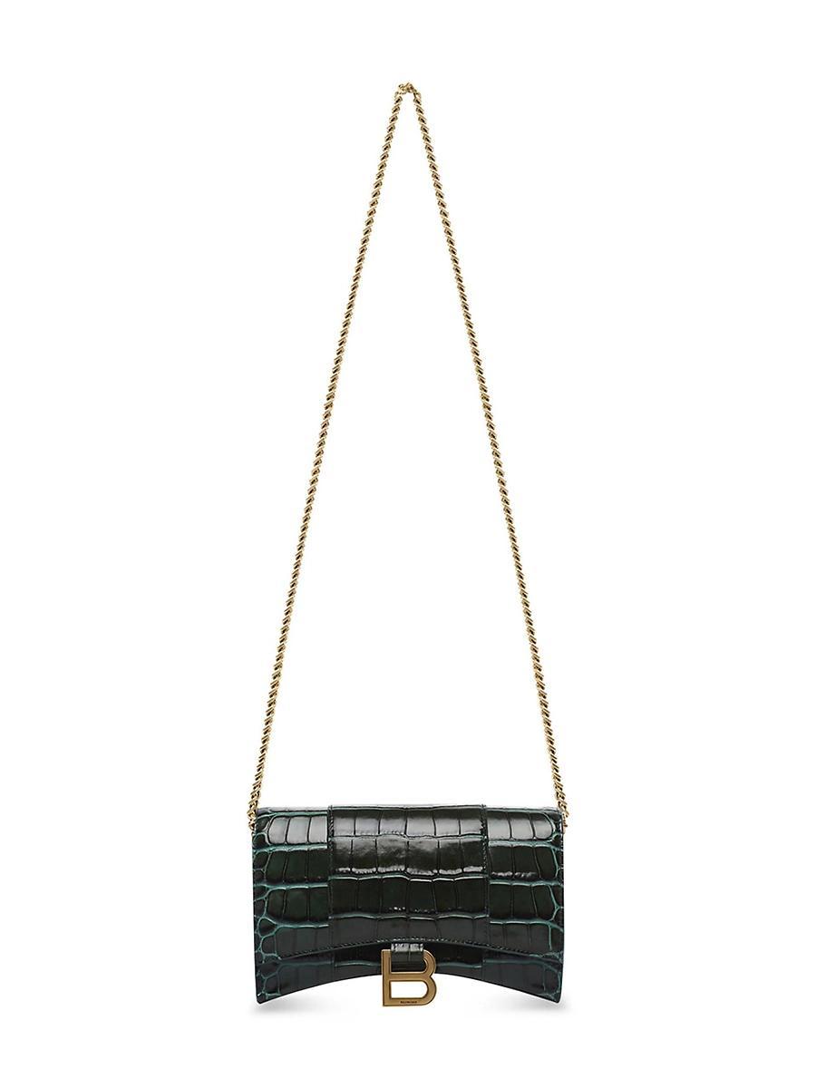 Womens Hourglass Wallet with Chain Crocodile Embossed Product Image