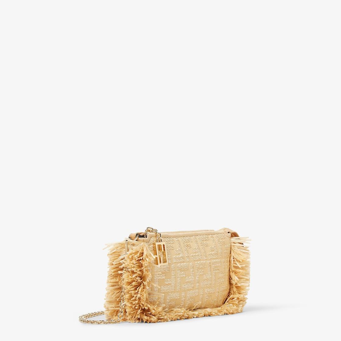 Baguette PouchJacquard fabric pouch with chain and raffia FF Product Image