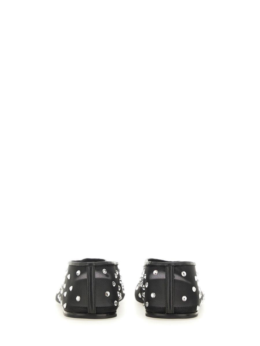 KHAITE Marcy Crystal-embellished Mesh Flats In Black Product Image