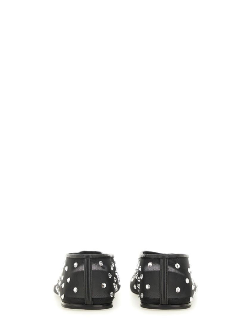 KHAITE Marcy Crystal-embellished Mesh Flats In Black Product Image