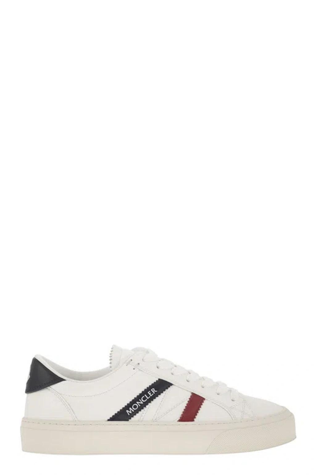 MONCLER Elegant Monaco2 Leather Sneakers With Detailed Craftsmanship, Sole Height 3 Cm In White Product Image