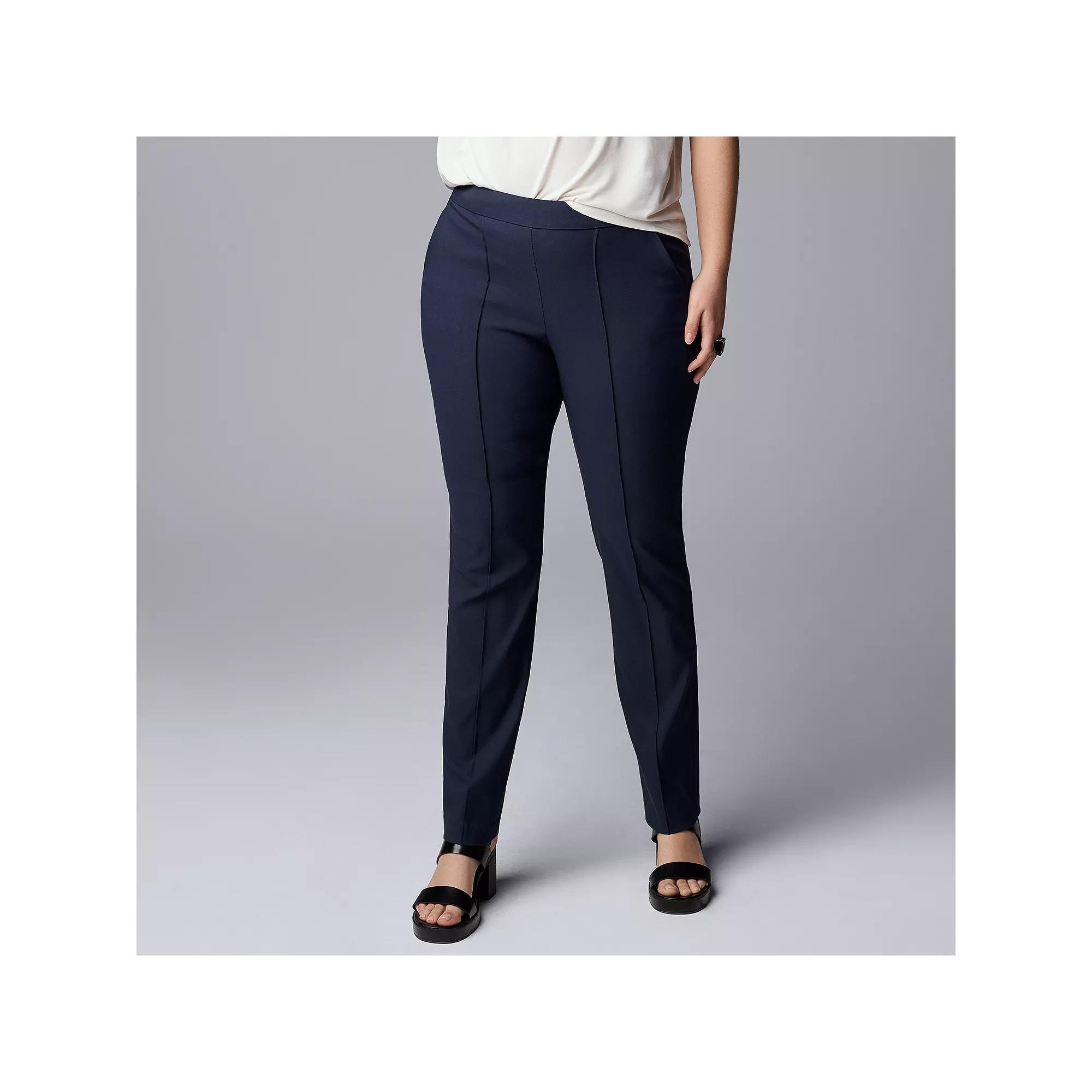 Women's Simply Vera Vera Wang Pintuck Slim Straight Pants, Size: Medium, Maritime Blue Product Image