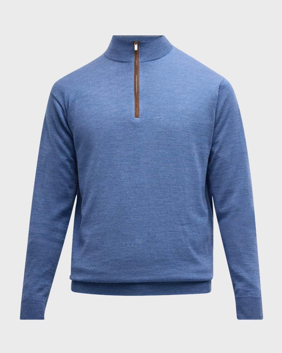 Mens Autumn Crest Suede-Trim Quarter-Zip Sweater Product Image