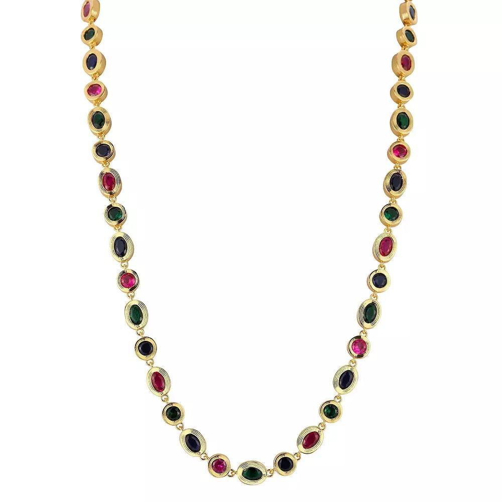 WINX Gold Tone Multicolor Cubic Zirconia Pebble Necklace, Women's, Size: 18" Product Image