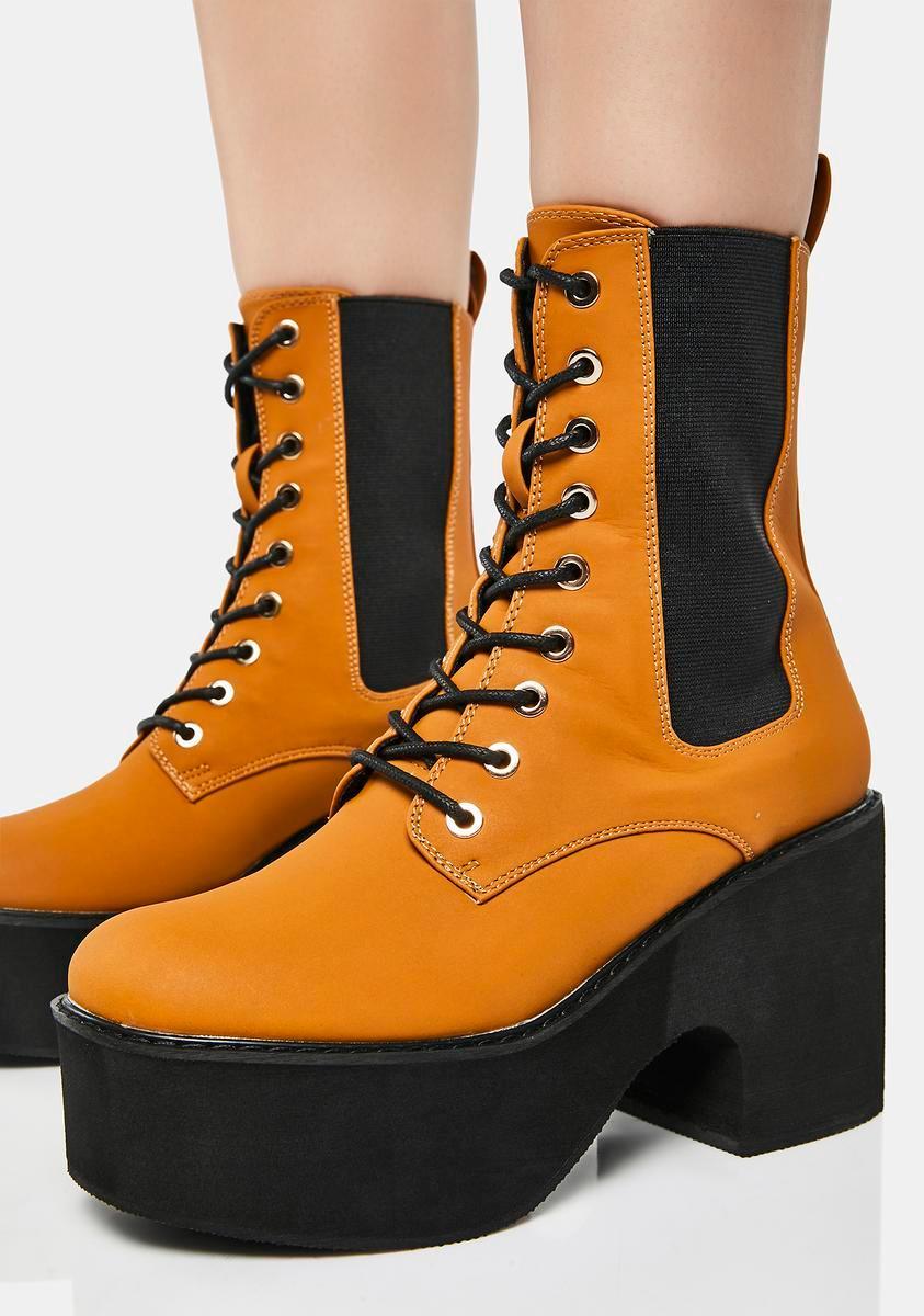 Camel Ruben Platform Combat Boots Product Image