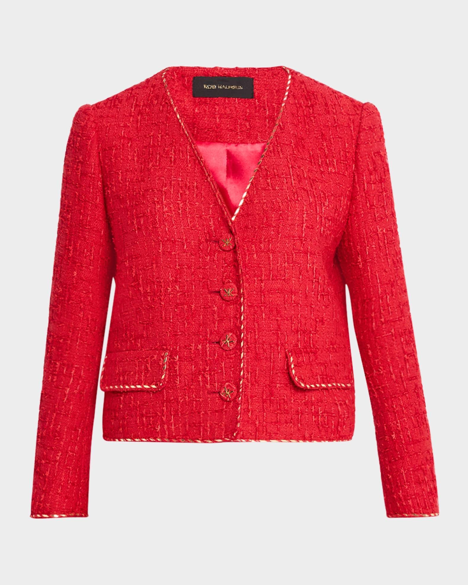 Clara Metallic-Trim Textured Tweed Jacket Product Image