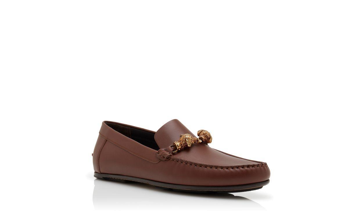 APOLLONIO Brown Calf Leather Slippers Product Image