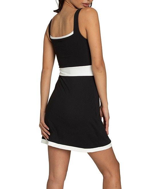 GOLD HINGE Square Neck Sleeveless Black White Lined Active Dress Product Image