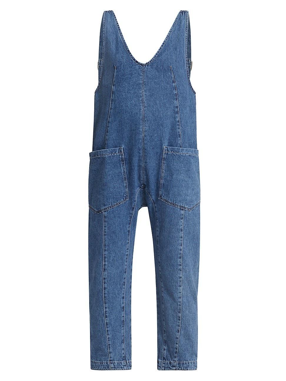 Free People High Roller Scoop Neck Sleeveless Denim Jumpsuit Product Image