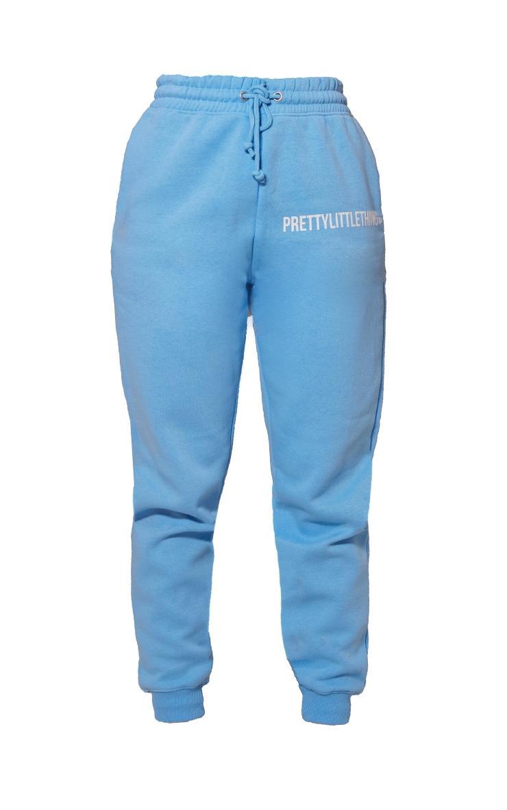 PRETTYLITTLETHING Bright Blue Logo High Waisted Cuffed Sweatpant Product Image