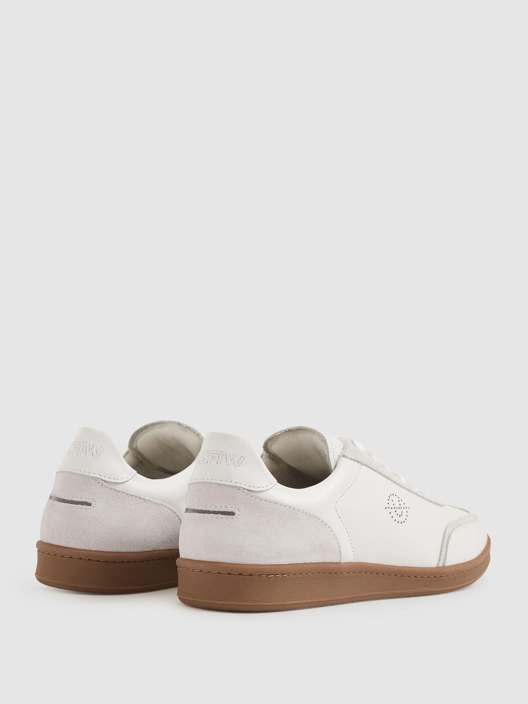 Unseen Footwear Leather Suede Trainers in White Product Image