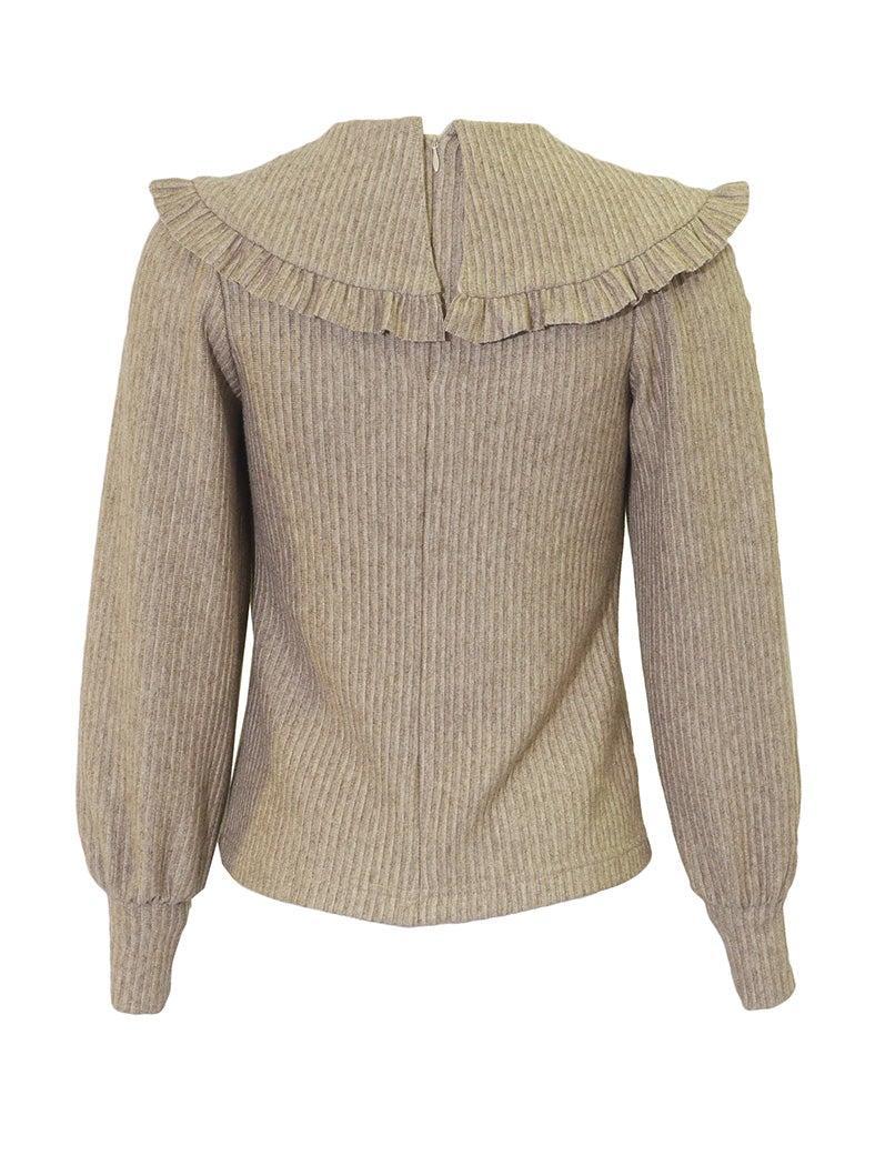Miss Issippi Ruffle Collar Ribbed Top Product Image