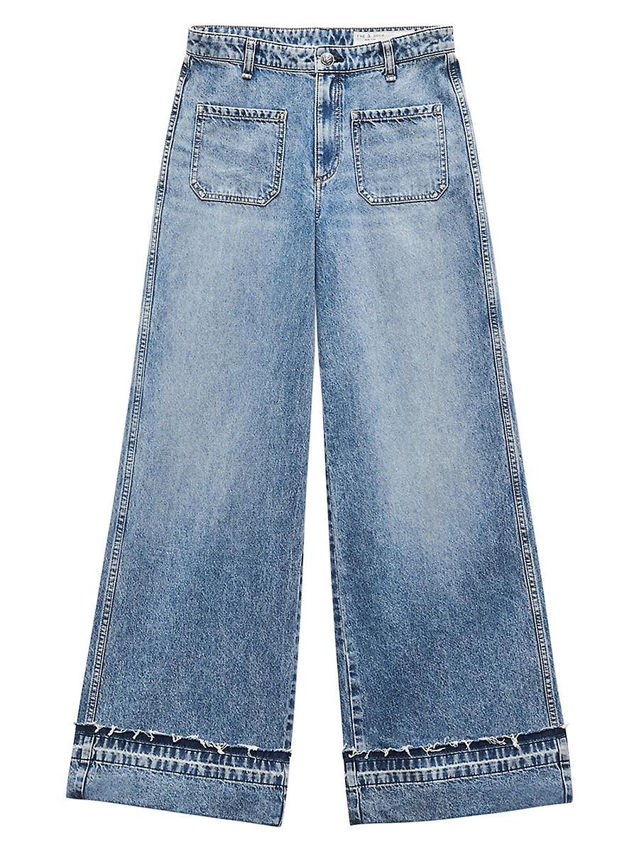 Womens Marina Frayed-Cuff Wide-Leg Pants Product Image