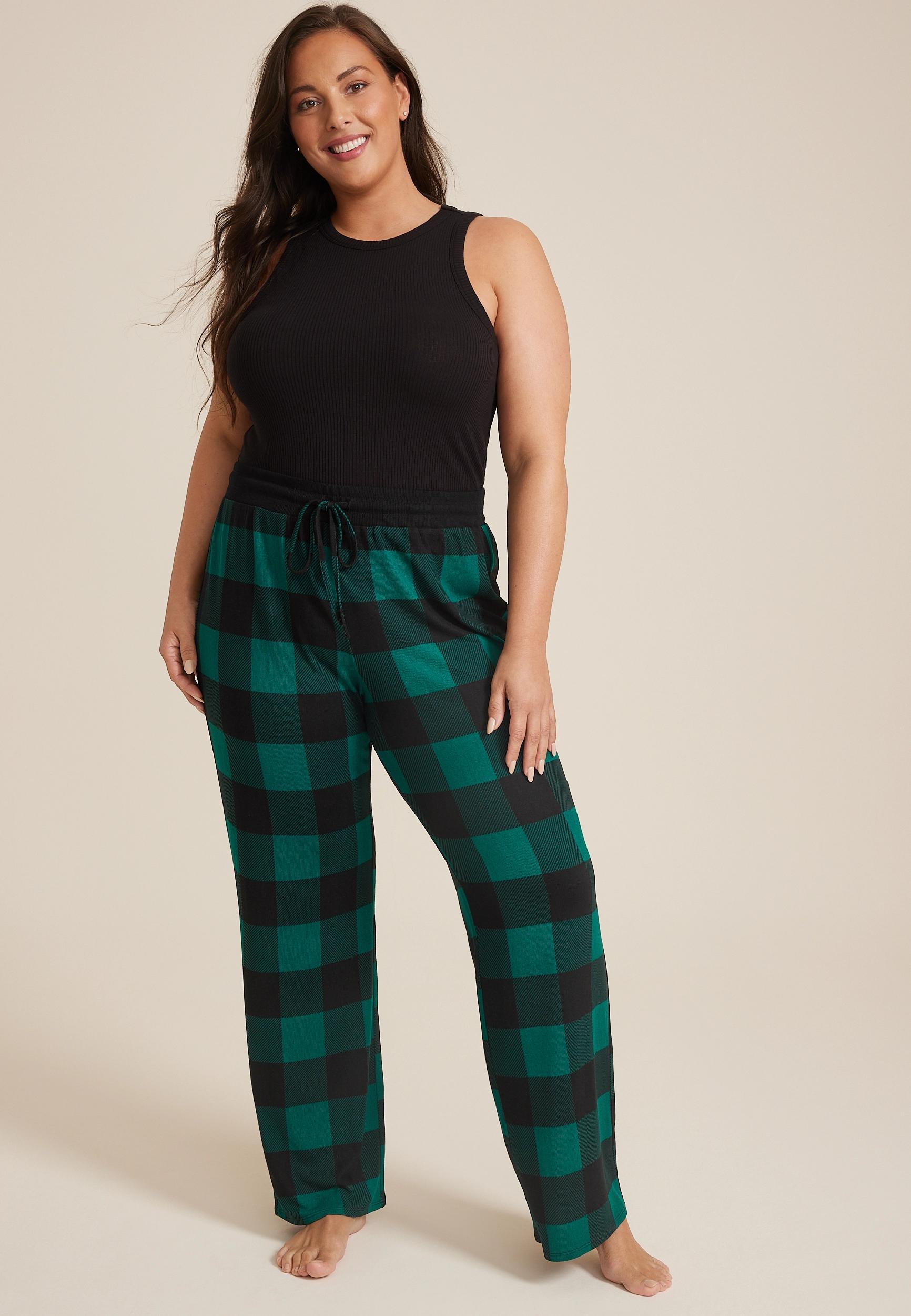 Maurices Plus Size Womens Buffalo Plaid Hacci Wide Leg Pajama Pants Red Size 2X Product Image