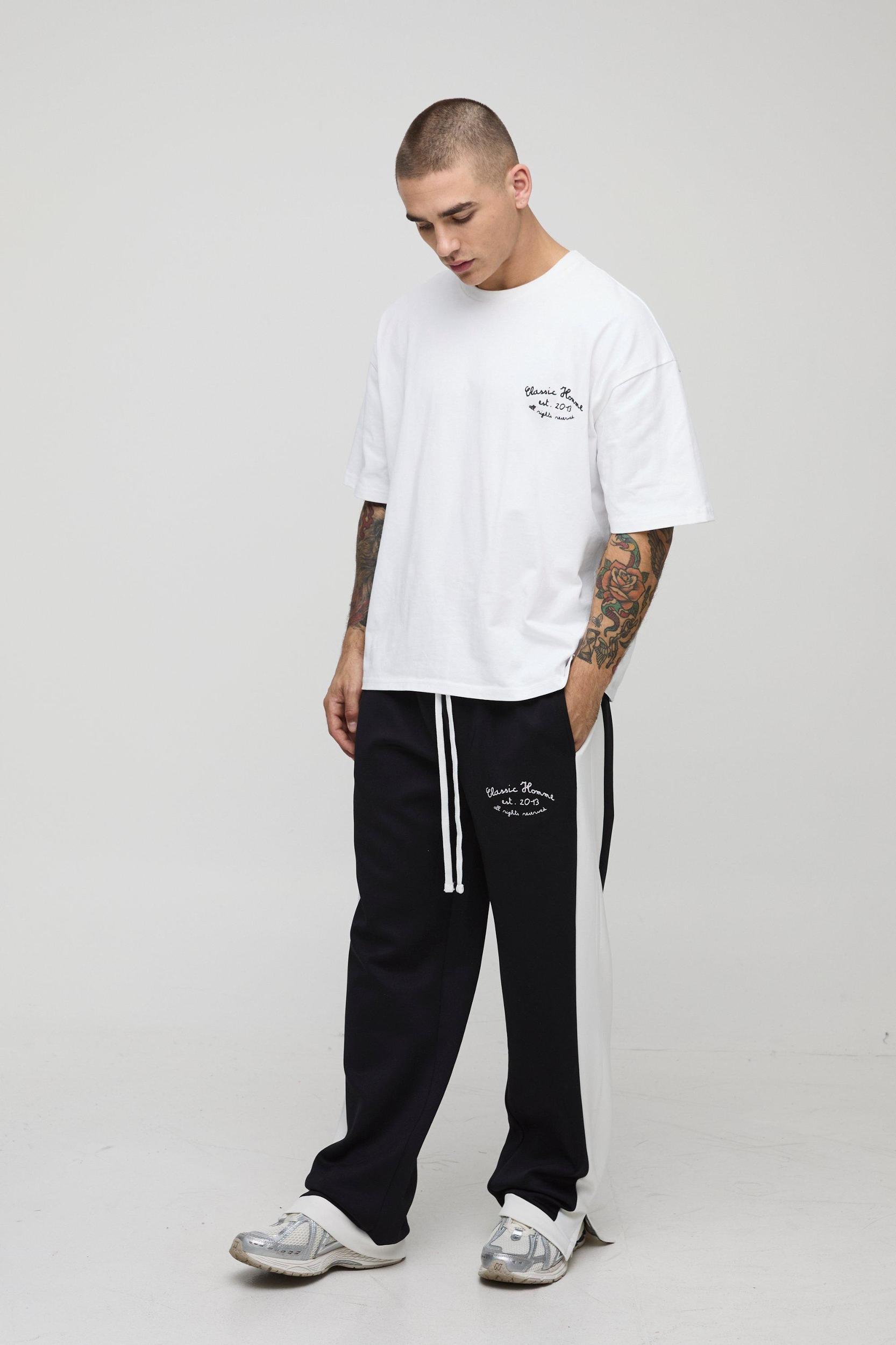 Relaxed Homme Side Stripe Tricot Sweatpants | boohooMAN USA Product Image