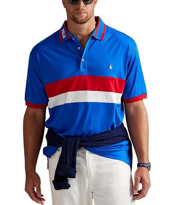 Polo Ralph Lauren Big & Tall Classic Fit Racing Striped Soft Cotton Short Sleeve Polo Shirt Product Image