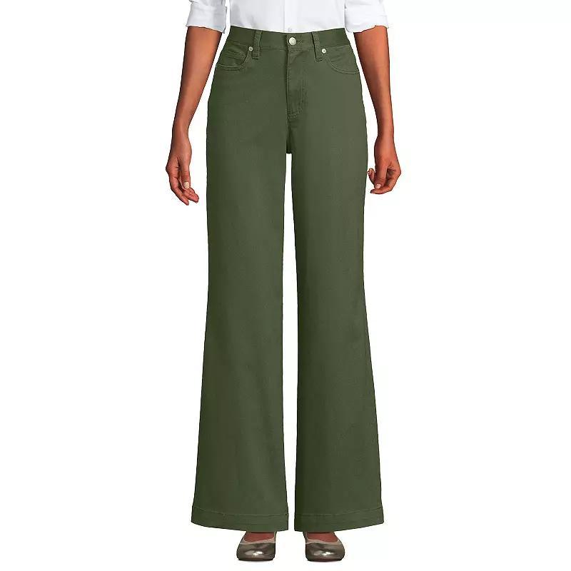 Women's Lands End High-Rise Wide Leg Chino Pants, Size: 14, White Product Image