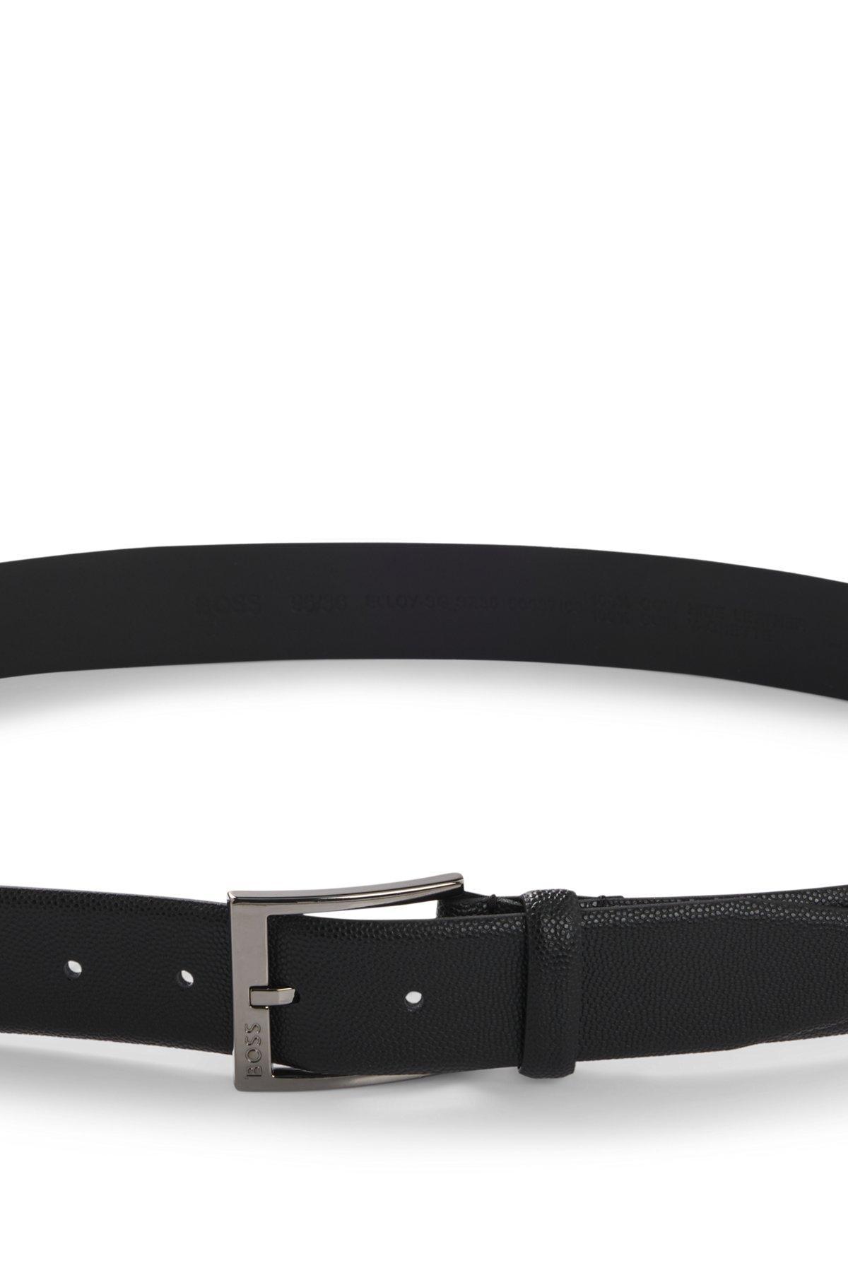Italian-leather belt with branded buckle Product Image