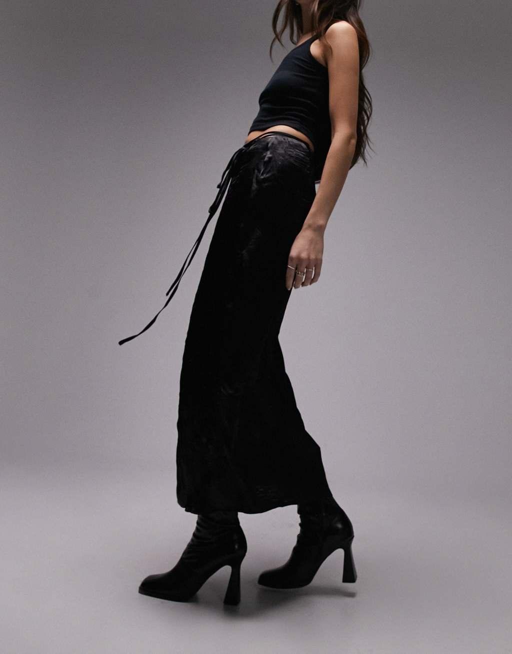 Topshop crinkle wrap midi skirt Product Image