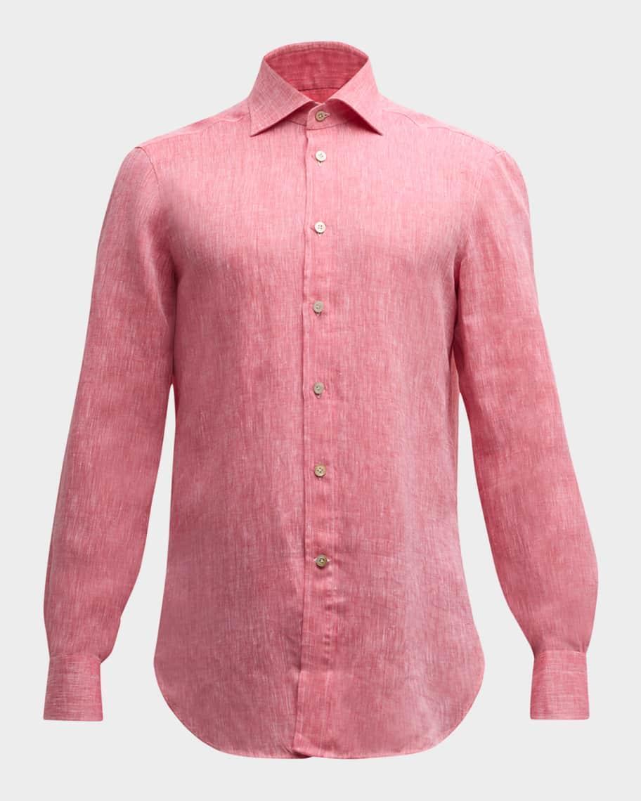 Mens Solid Linen Sport Shirt Product Image