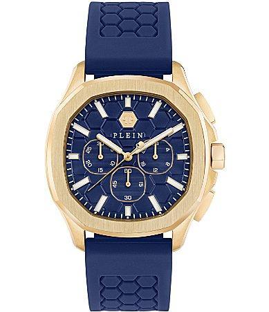 Philipp Plein Mens Skeleton Spectre Quartz Chronograph Solid Black Silicone Strap Watch Product Image