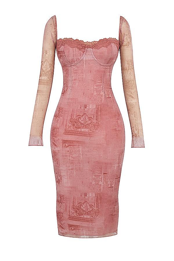 Seraphina Pink Print Corset Dress Product Image