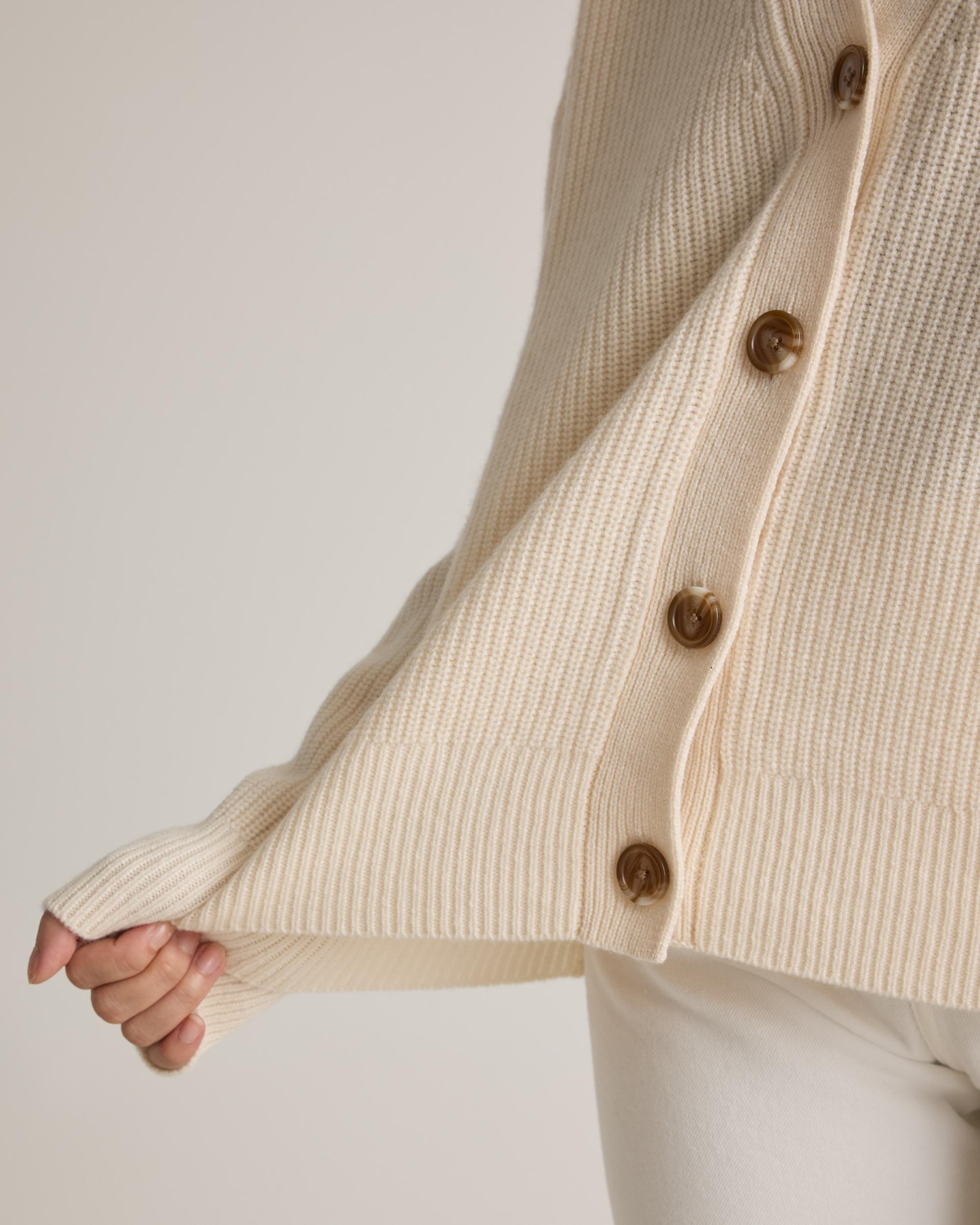 Quince | Women's Mongolian Cashmere Fisherman Boxy Cropped Cardigan Sweater Product Image