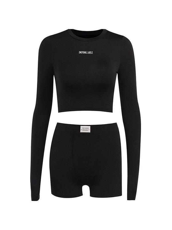Vintage Long Sleeve Crop Top Midi Skirts Set Product Image