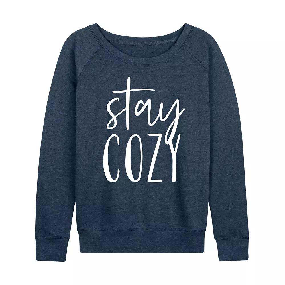 Womens Stay Cozy French Terry Long Sleeve Tee, Girls Grey Blue Product Image