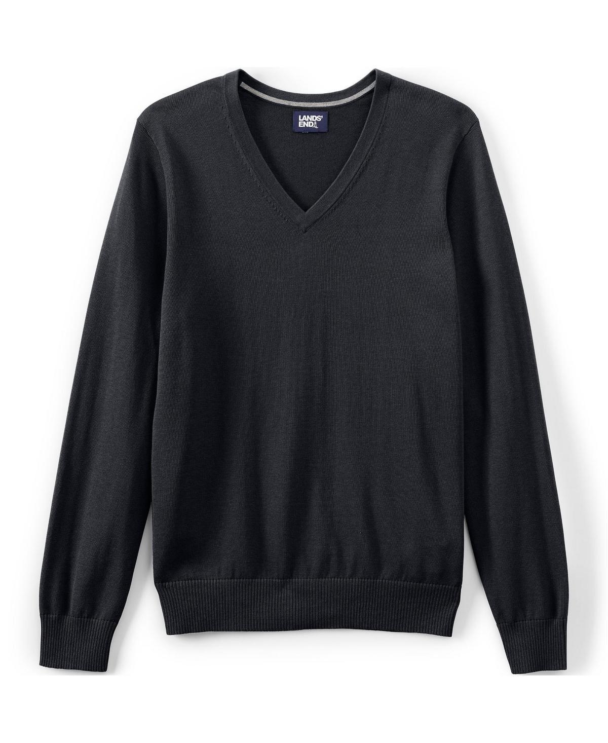 Mens Lands End V-Neck Pullover Sweater Pewter Grey Product Image