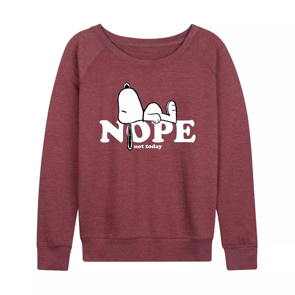 Women's Peanuts Snoopy Nope Art French Terry Long Sleeve Tee, Girl's, Size: Small, Grey Dark Red Product Image