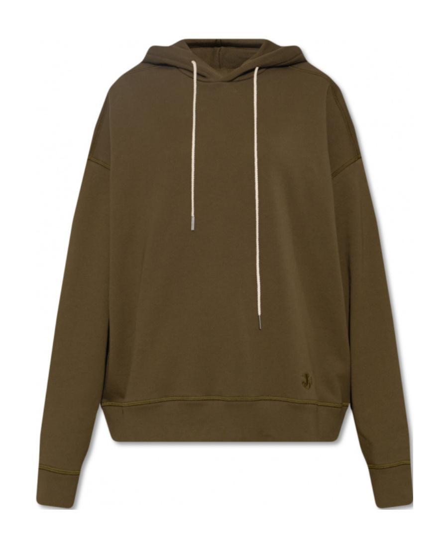 JIL SANDER Embroidered-logo Drawstring Hoodie In Brown Product Image
