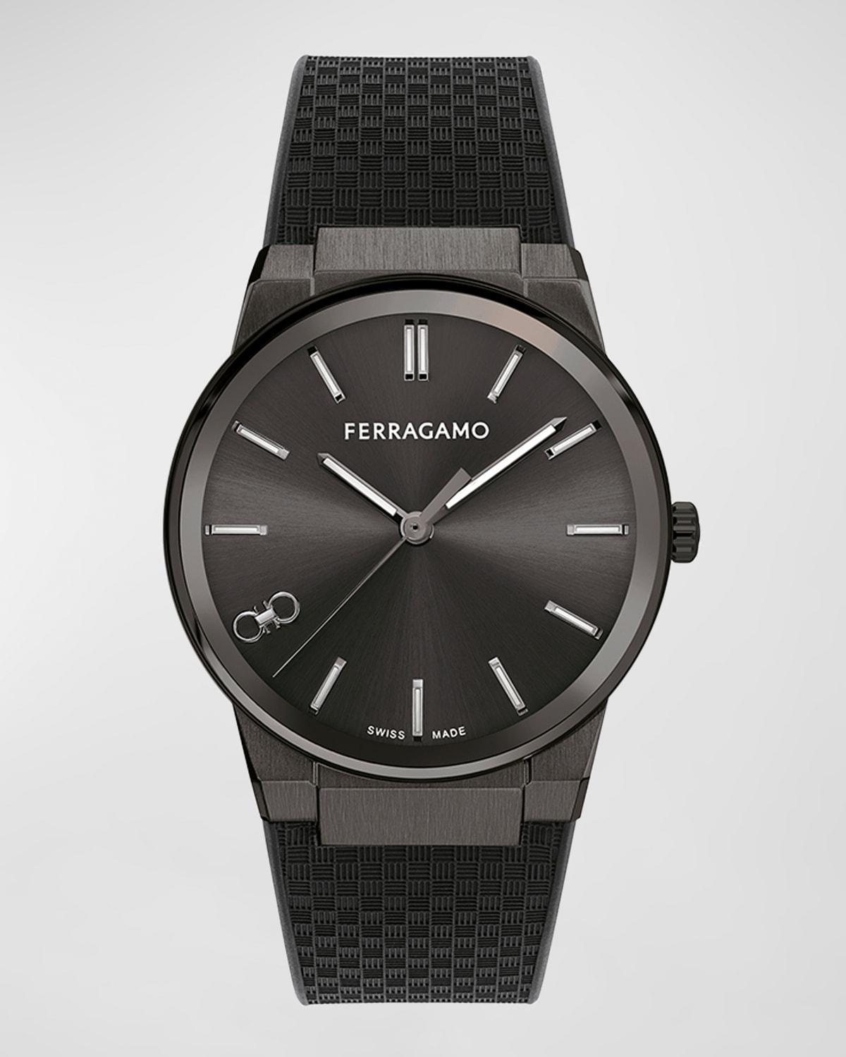 Mens Infinity Sapphire IP Black Rubber-Strap Watch, 41mm Product Image