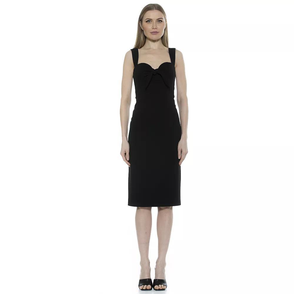 Women's ALEXIA ADMOR Front Bow Juniper Midi Sheath Dress, Size: 12, Black Product Image