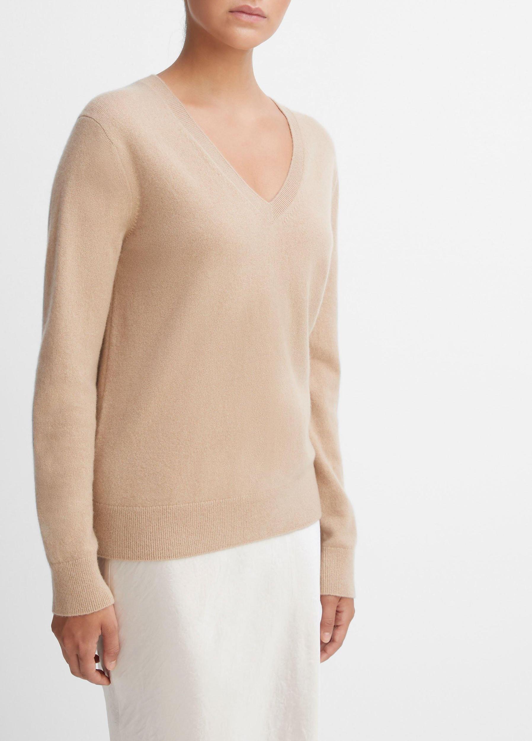 Womens Cashmere Weekend V-Neck Sweater, Camel, Size M Vince Product Image