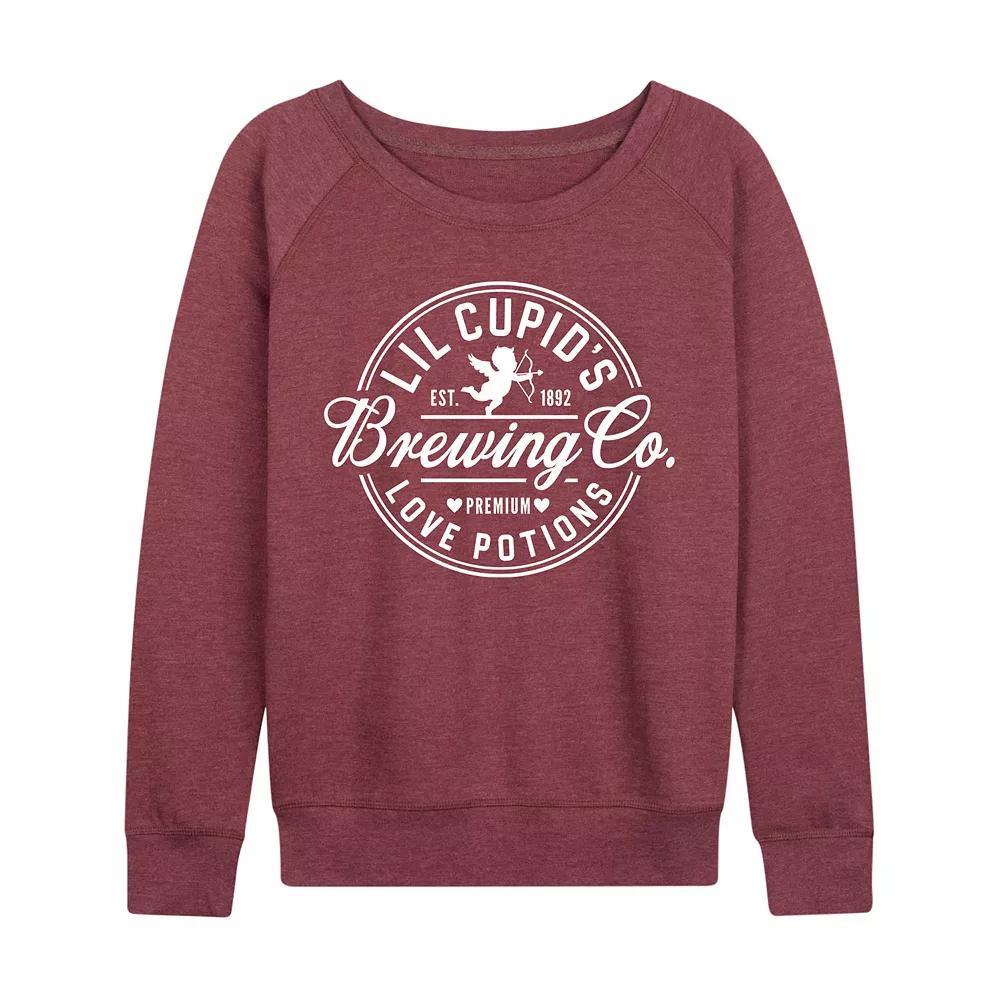 Women's Cupid's Brewing Co. French Terry Long Sleeve Tee, Size: Small, Grey Maroon Product Image