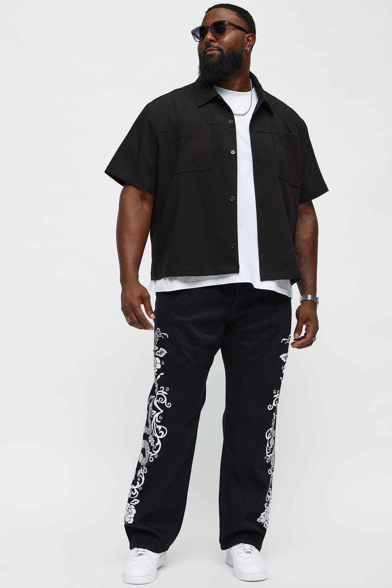 Straight Snakes WIthin Roses Studded Jeans - Black Male Product Image