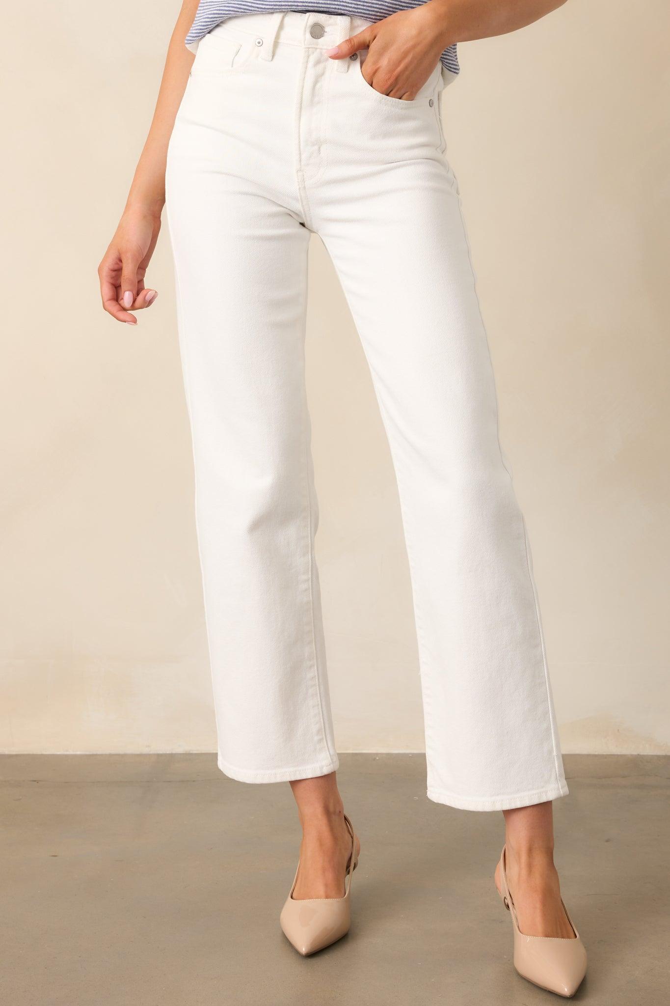Limitless Time White Straight Leg Jeans Product Image