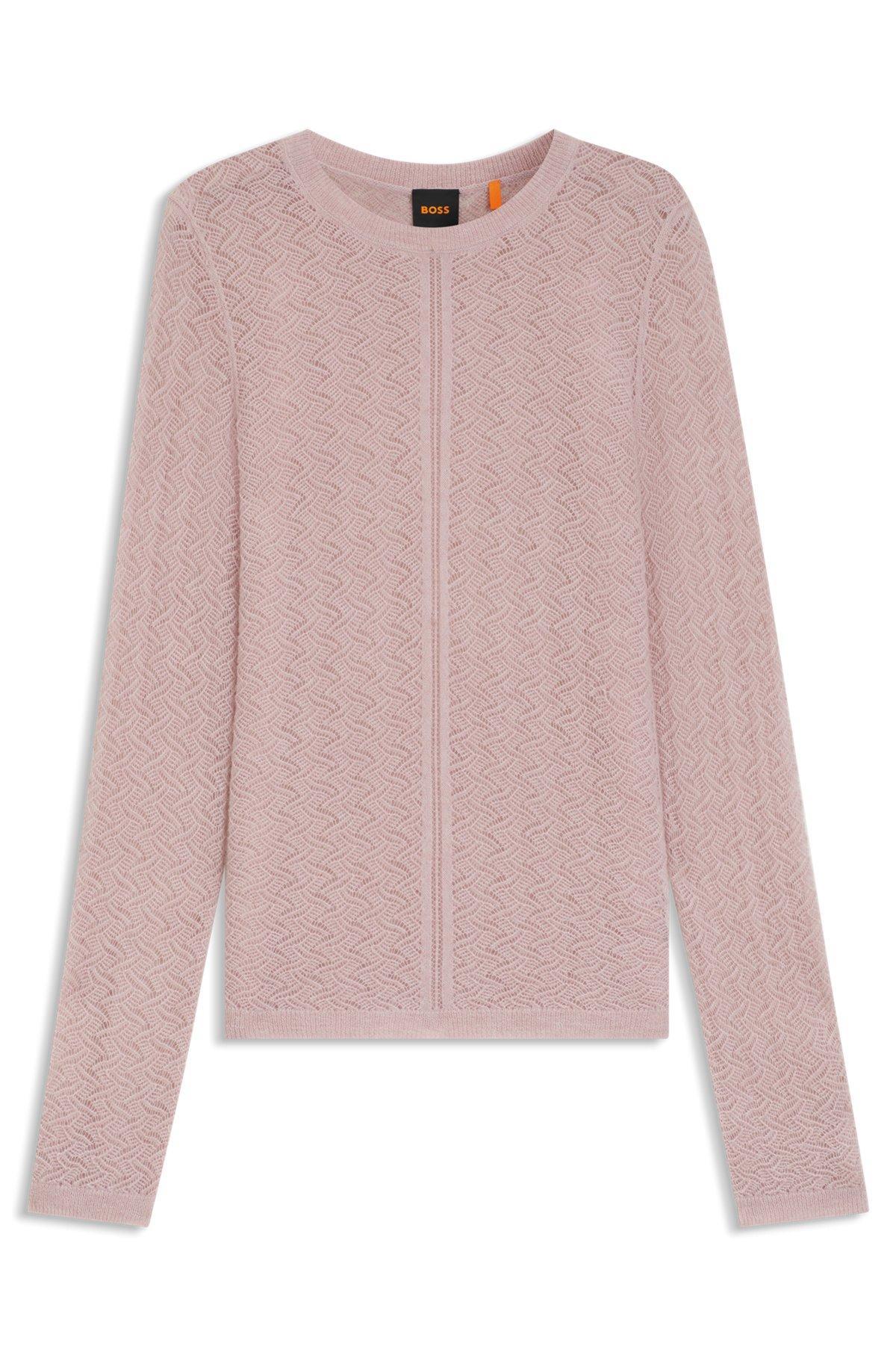 Fine-gauge sweater with knitted structure Product Image