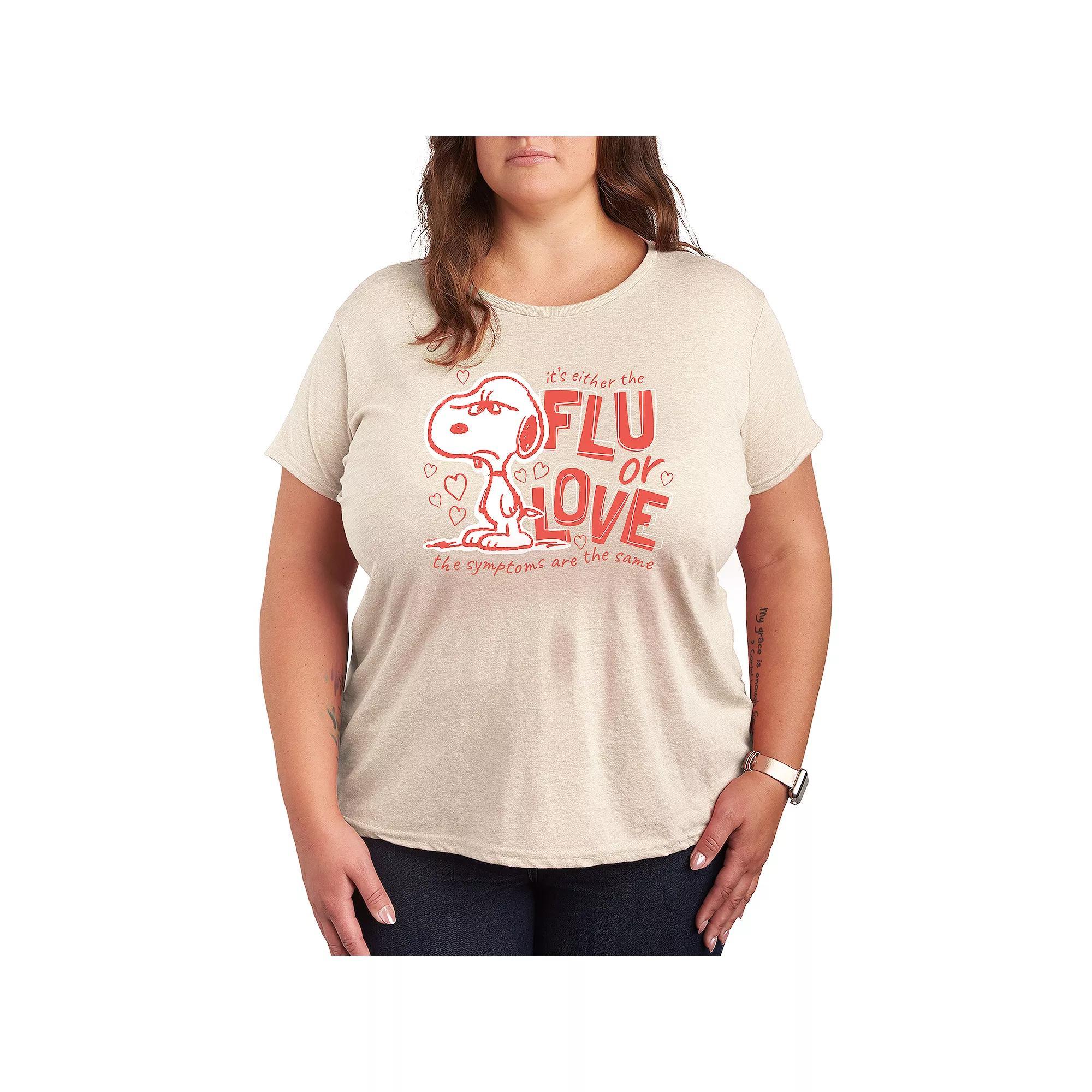 Plus Peanuts Snoopy Flu Or Love Graphic Tee, Womens Product Image